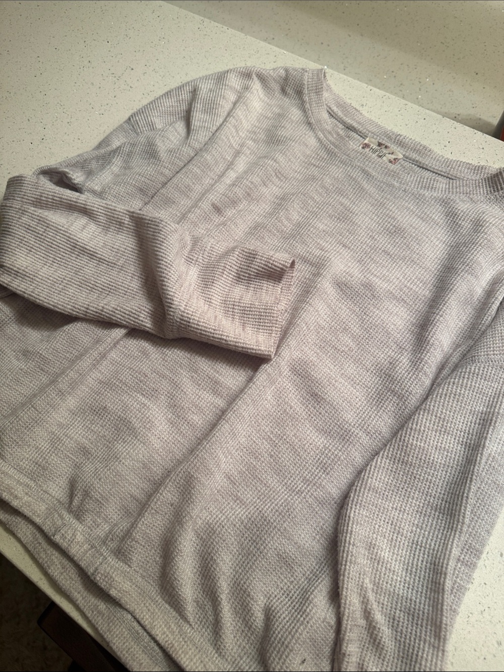 Hippie Rose Soft Heather Gray Waffle Pullover